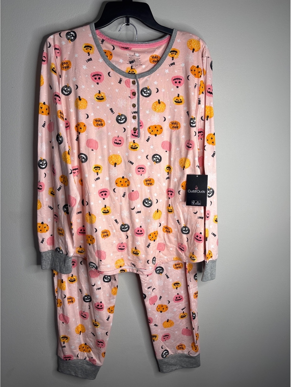 Cuddl Duds Women's XL Halloween Pumpkin Print Pajama Set